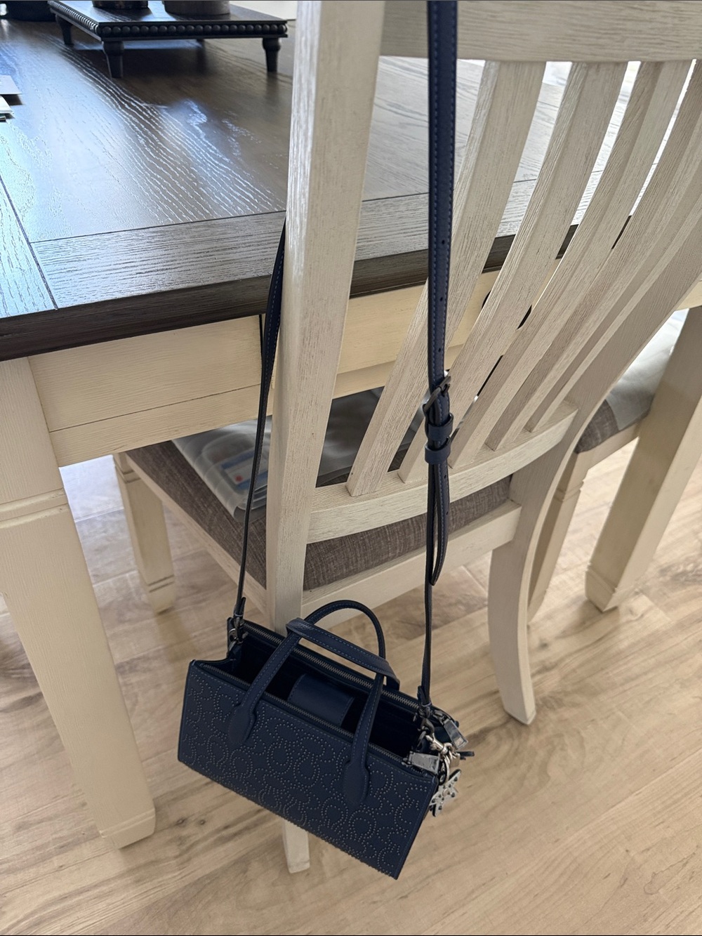 Coach Navy Perforated Signature Leather Satchel with Star Charm - Picture 13 of 13